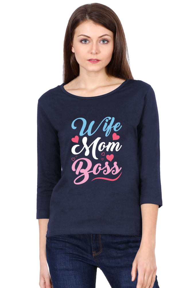 Women's 3/4 Sleeves T-shirt - Wife Mom Boss