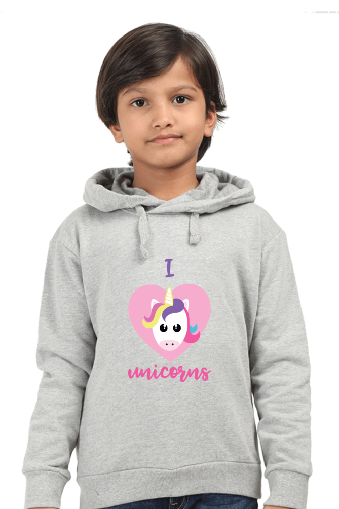 Kid's Hoodie Sweatshirt - I Love Unicorn
