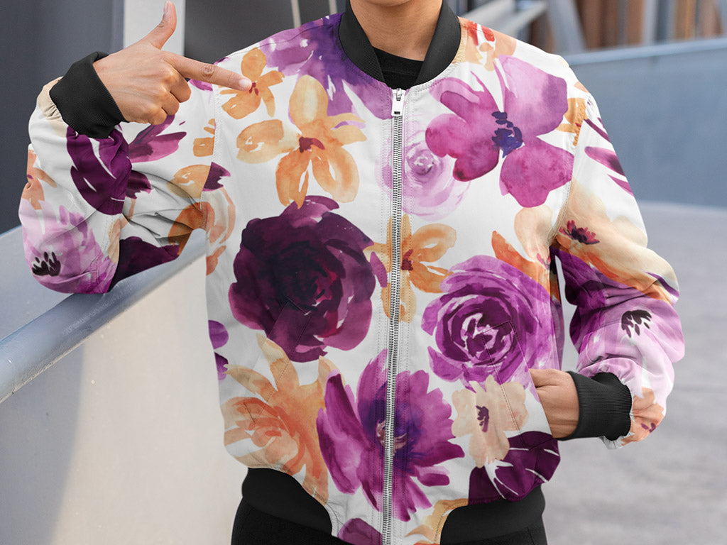 Women's Jacket - Purple Floral Print
