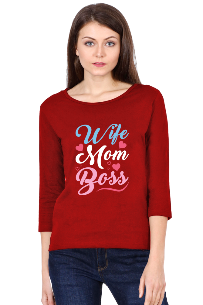 Women's 3/4 Sleeves T-shirt - Wife Mom Boss