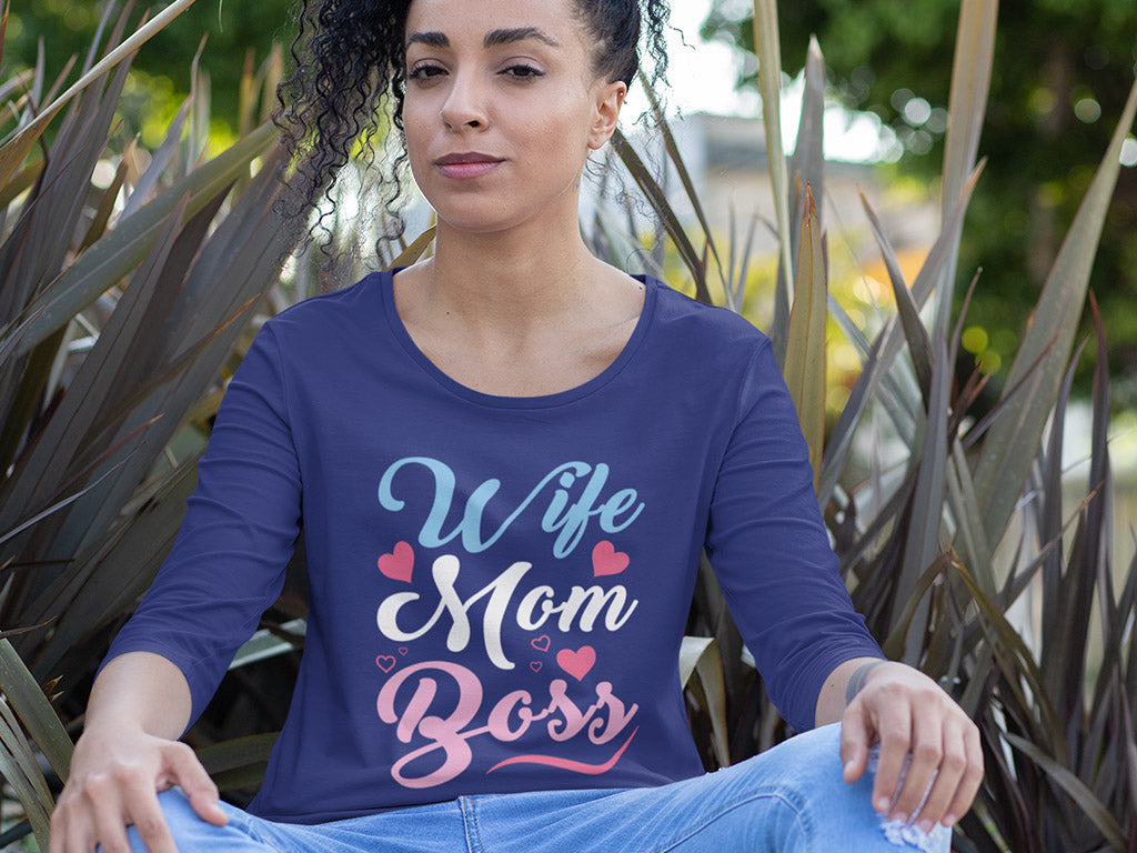 Women's 3/4 Sleeves T-shirt - Wife Mom Boss