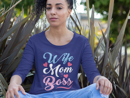 Women's 3/4 Sleeves T-shirt - Wife Mom Boss