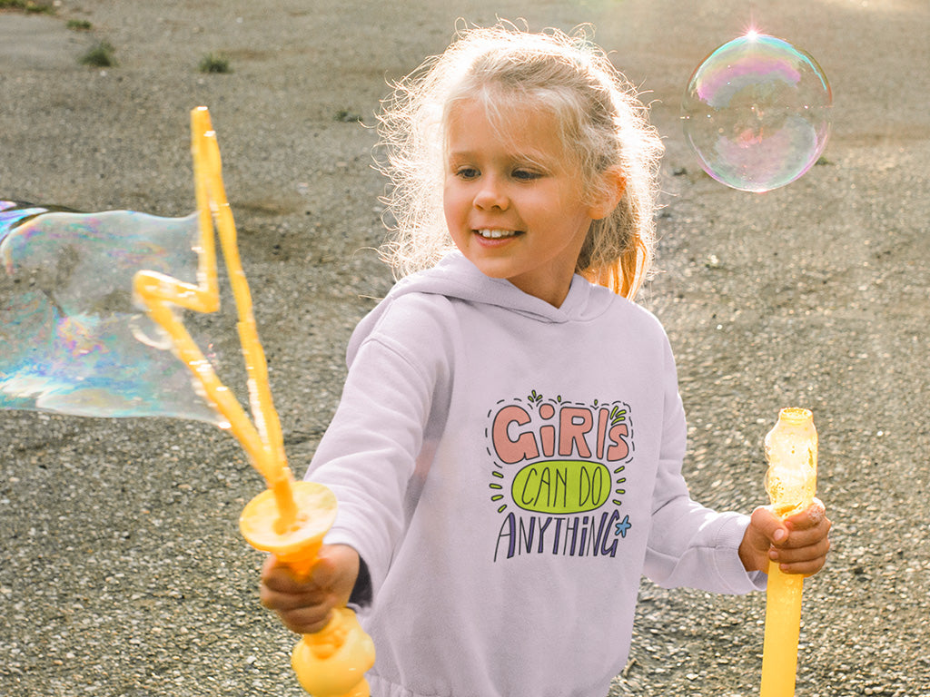 Kid's (Girls) Hoodie Sweatshirt - Girls Can Do Anything