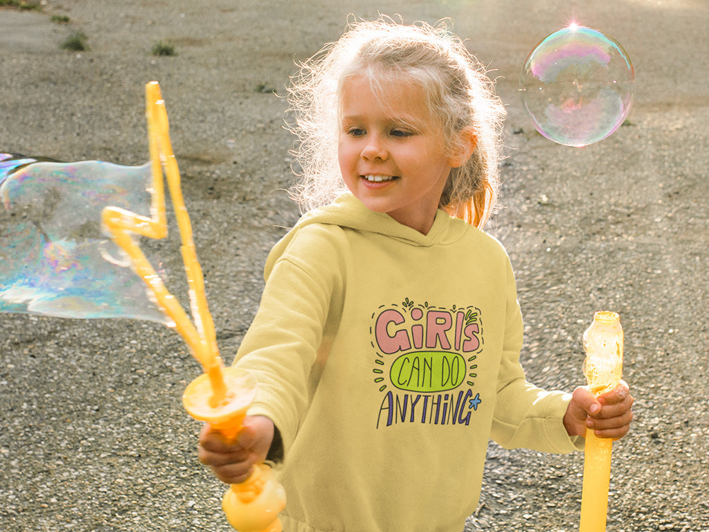 Kid's (Girls) Hoodie Sweatshirt - Girls Can Do Anything