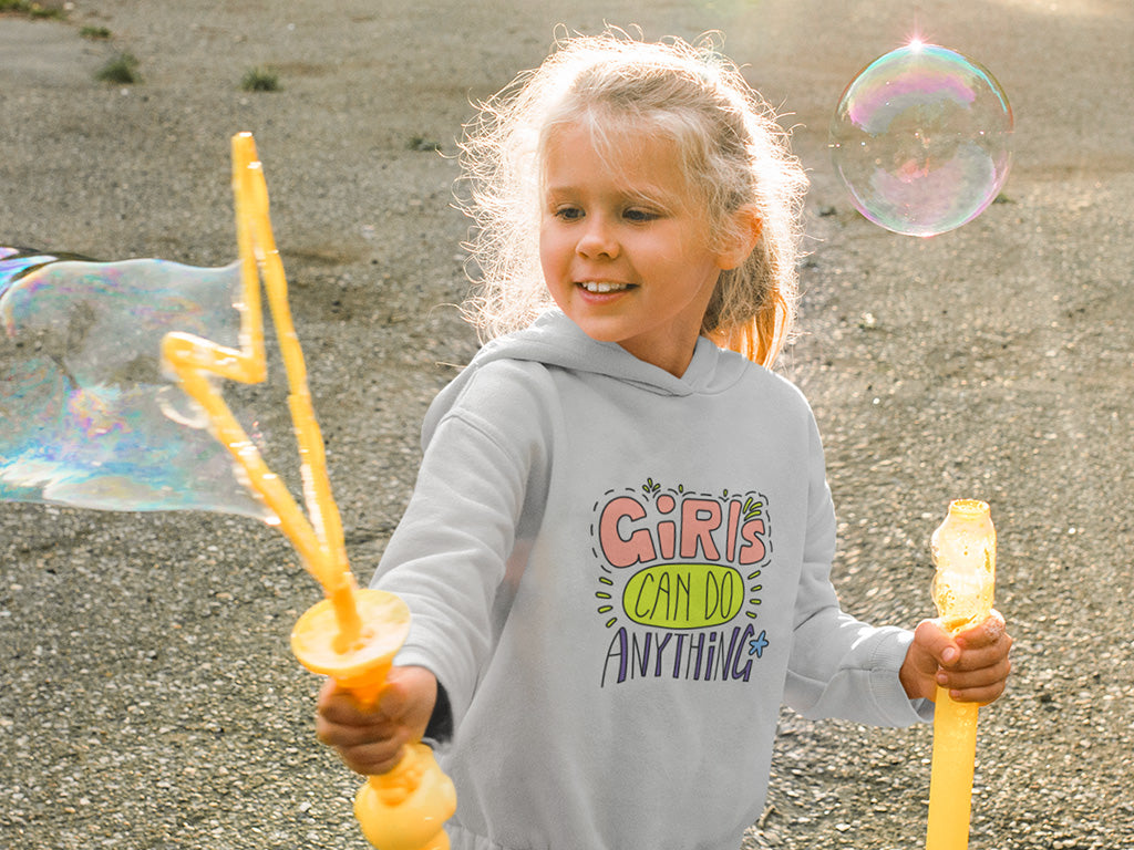 Kid's (Girls) Hoodie Sweatshirt - Girls Can Do Anything