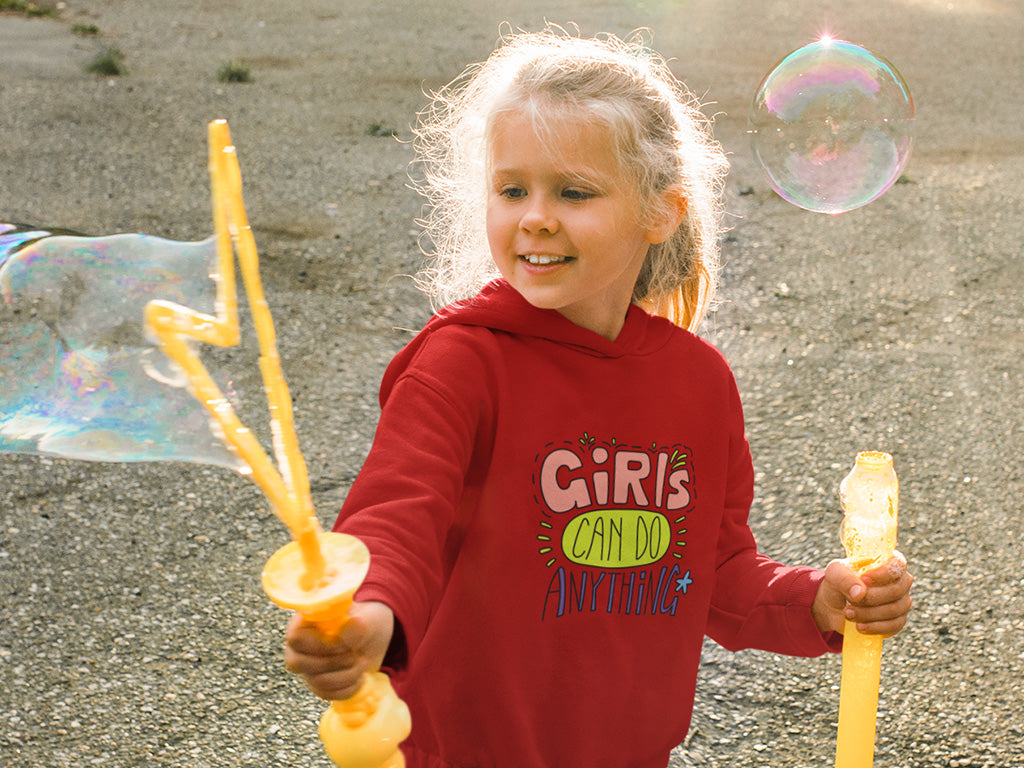 Kid's (Girls) Hoodie Sweatshirt - Girls Can Do Anything
