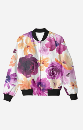 Women's Jacket - Purple Floral Print