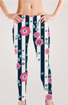 Women's Leggings - Floral Stripes