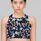 Women's Sports Bra - Dark Blue Floral Pattern