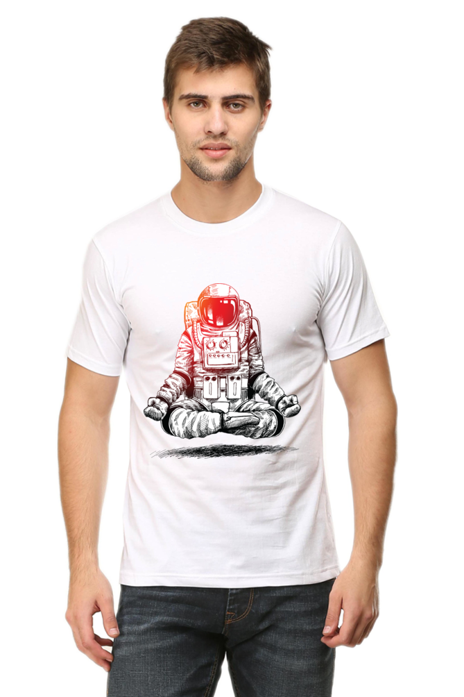 Men's Round Neck Half Sleeves T-shirt - Astronaut