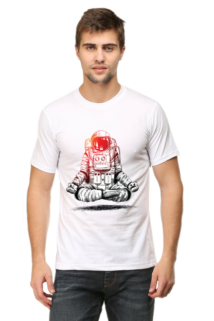 Men's Round Neck Half Sleeves T-shirt - Astronaut
