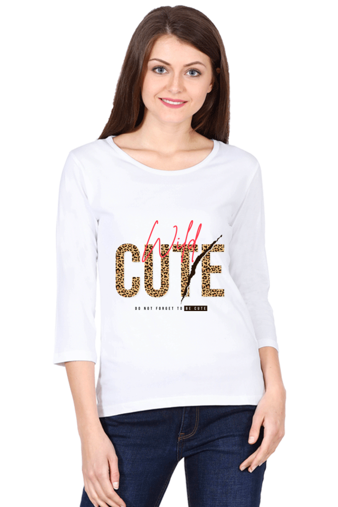 Women's 3/4 Sleeves T-shirt - Wild & Cute