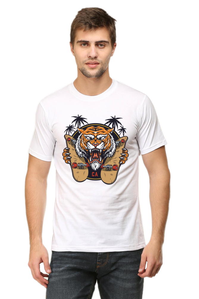 Men's Round-neck Half Sleeves T-shirt - California Tiger
