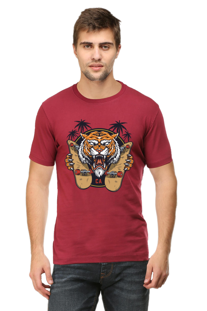Men's Round-neck Half Sleeves T-shirt - California Tiger