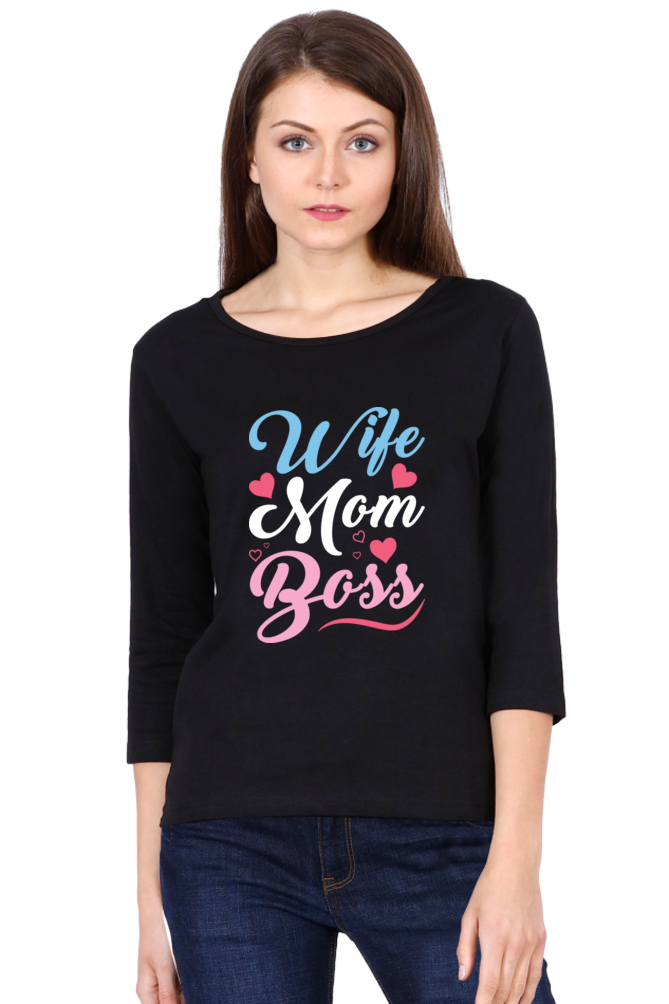 Women's 3/4 Sleeves T-shirt - Wife Mom Boss