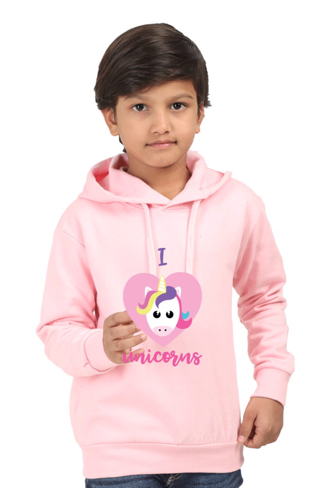 Kid's Hoodie Sweatshirt - I Love Unicorn