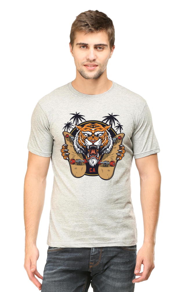 Men's Round-neck Half Sleeves T-shirt - California Tiger