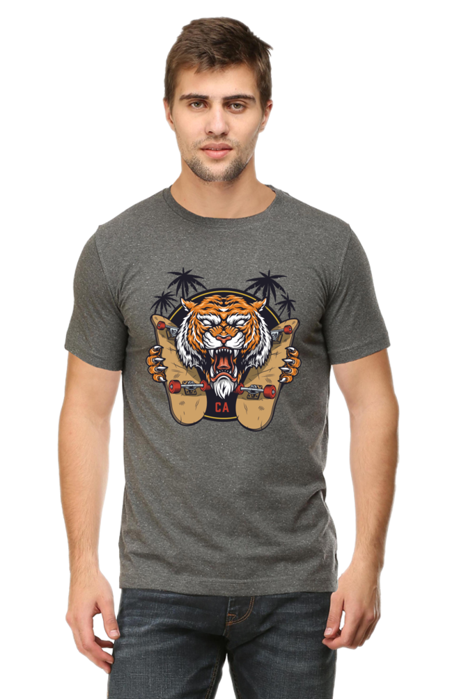Men's Round-neck Half Sleeves T-shirt - California Tiger