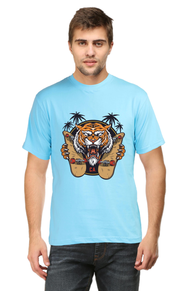 Men's Round-neck Half Sleeves T-shirt - California Tiger