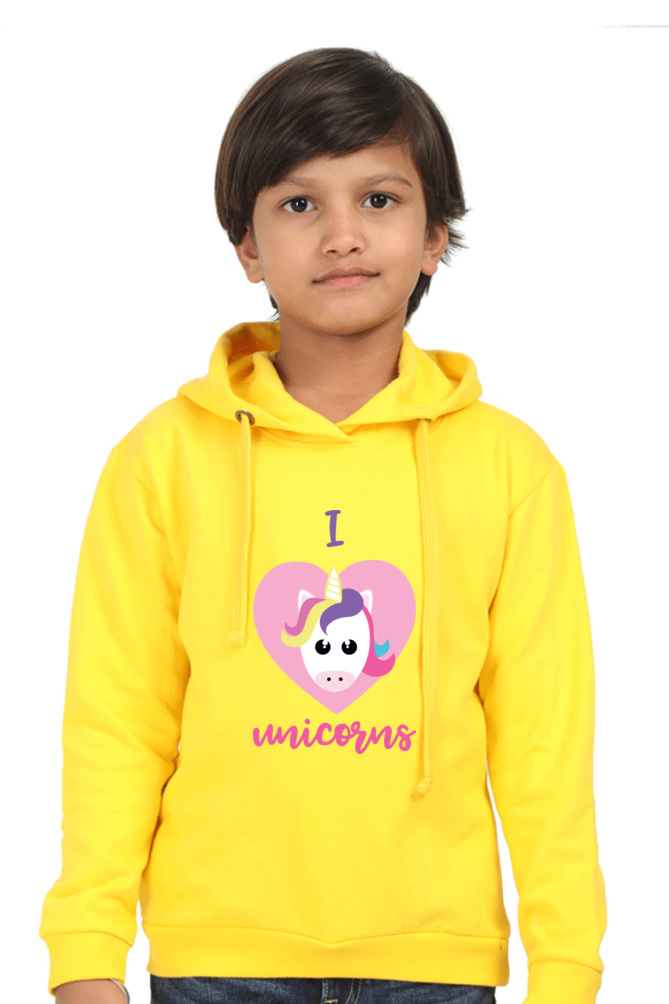 Kid's Hoodie Sweatshirt - I Love Unicorn