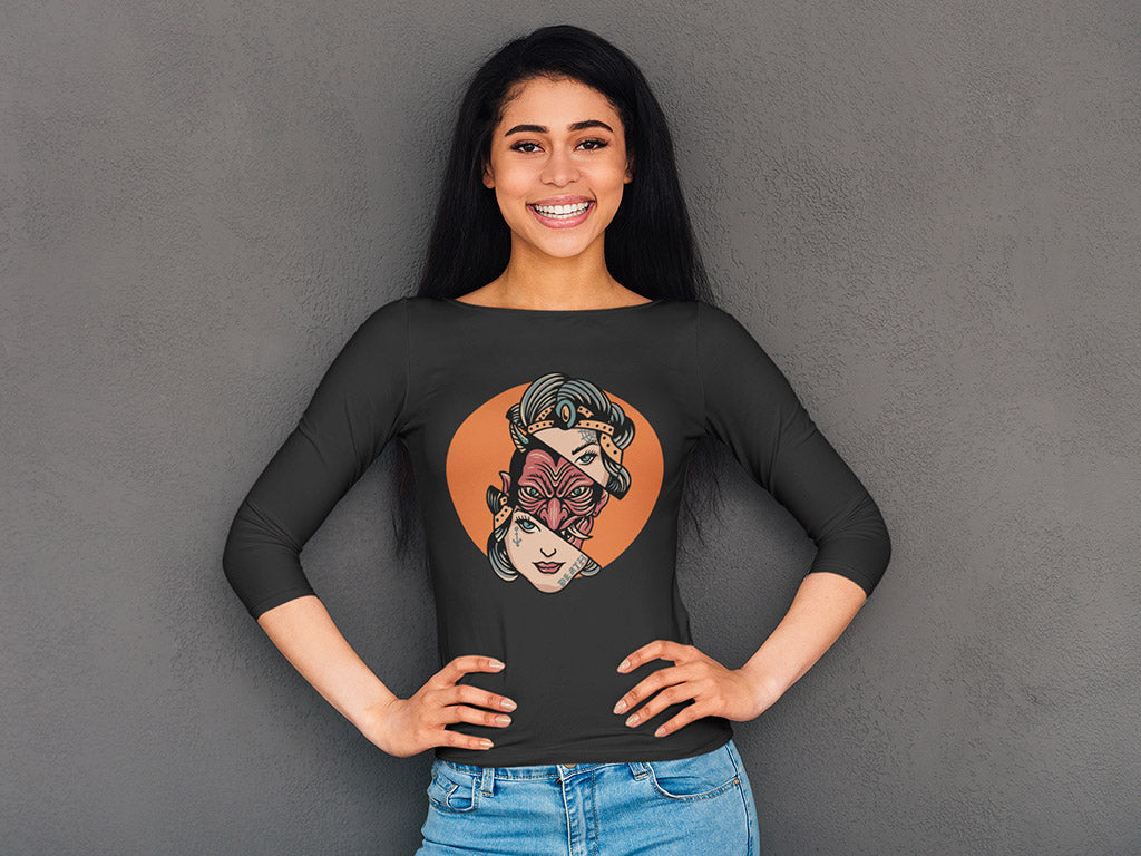 Women's 3/4 Sleeves T-shirt - Real Face