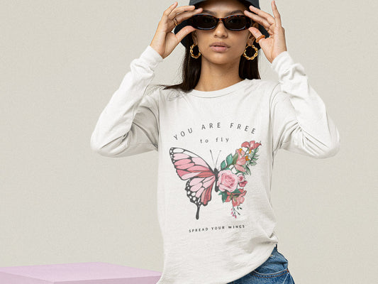 Women's Full Sleeves T-shirt - Free to Fly