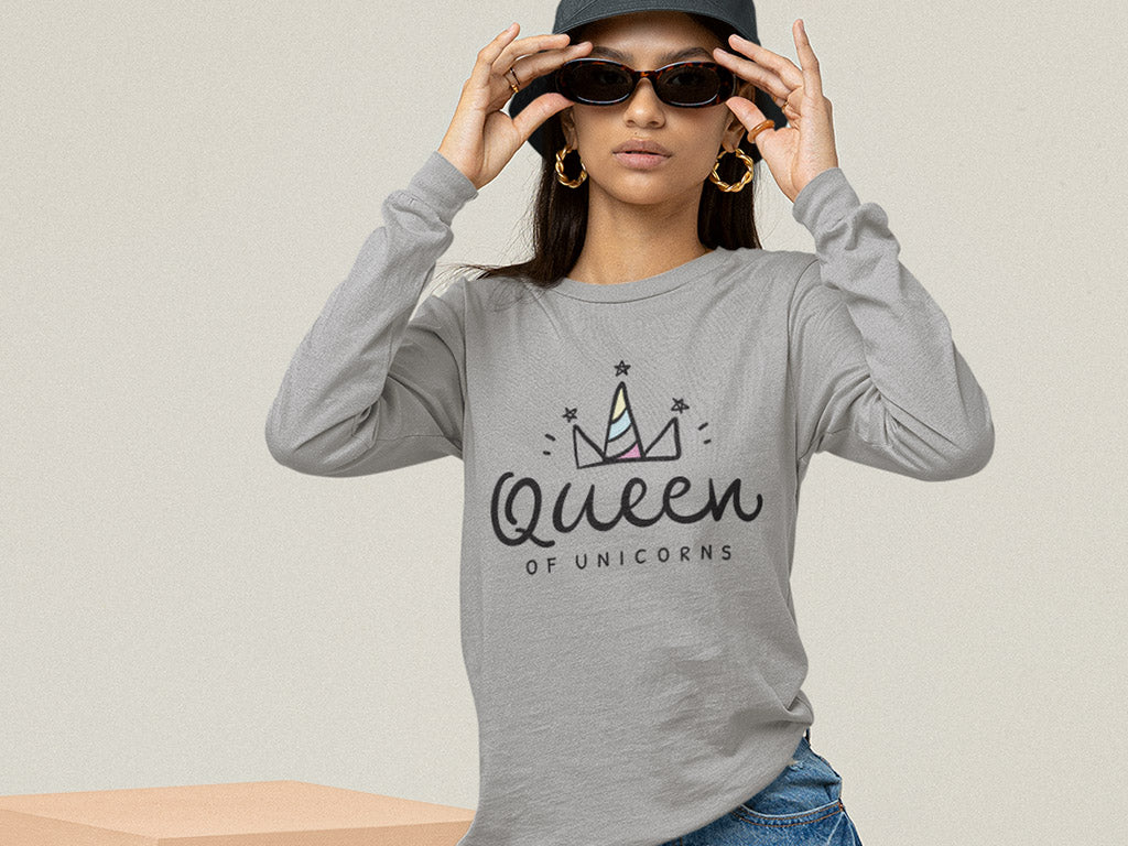 Women's Full Sleeves T-shirt - Queen Of Unicorns