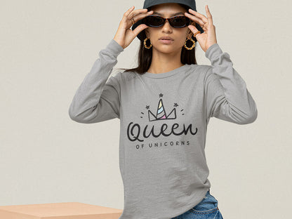 Women's Full Sleeves T-shirt - Queen Of Unicorns