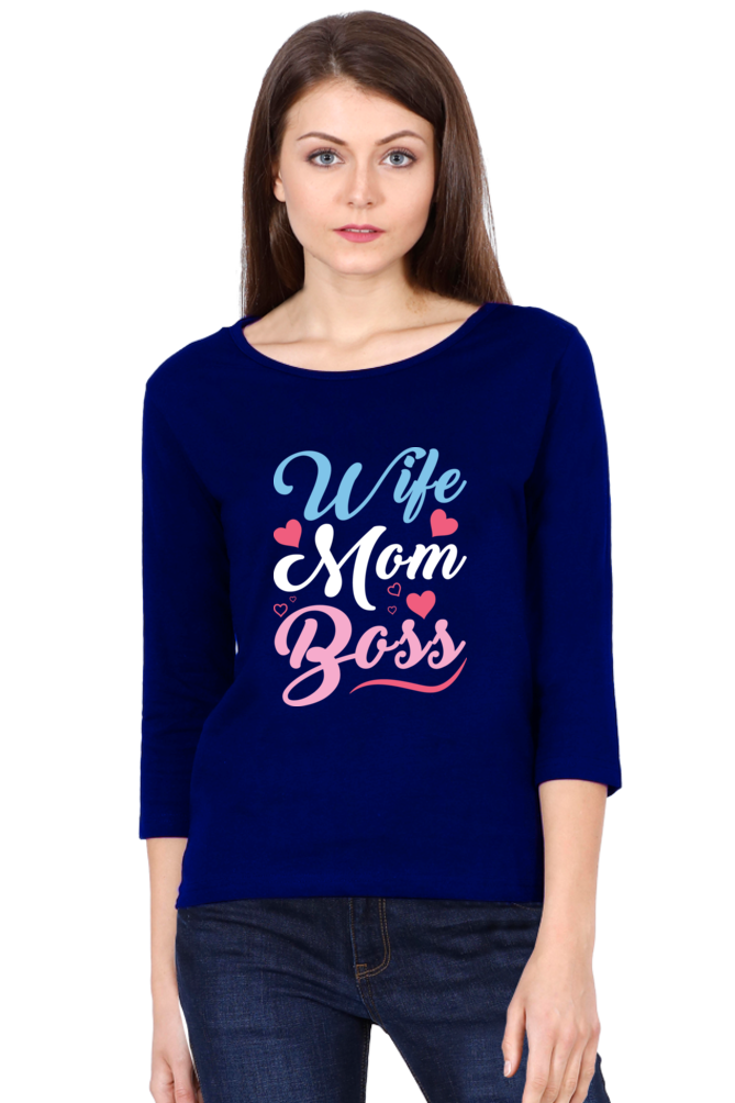 Women's 3/4 Sleeves T-shirt - Wife Mom Boss