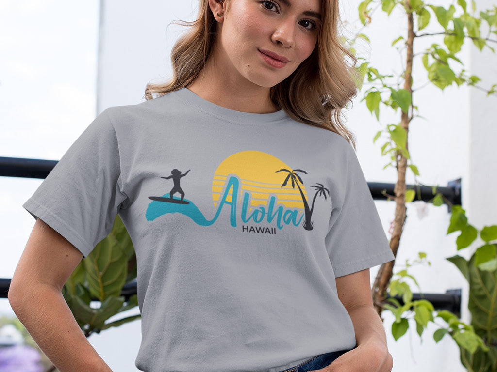 Women's Round-neck Half Sleeves Cotton T-shirt - Aloha Hawaii