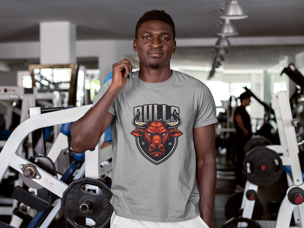 Men's Round Neck Half Sleeves Cotton T-shirt - Bull