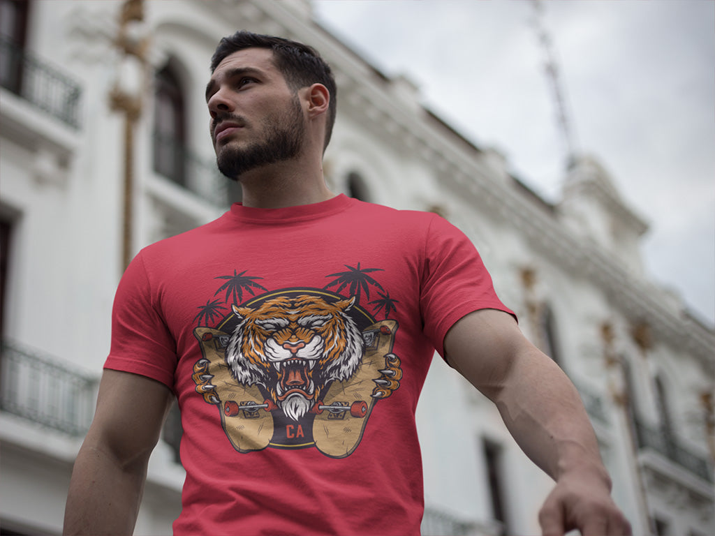 Men's Round-neck Half Sleeves T-shirt - California Tiger