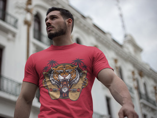 Men's Round-neck Half Sleeves T-shirt - California Tiger