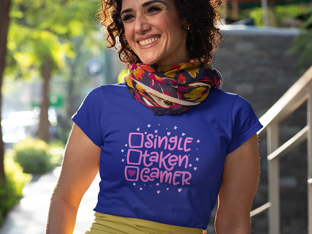 Women's Round-neck Half Sleeves Cotton T-shirt - Gamer