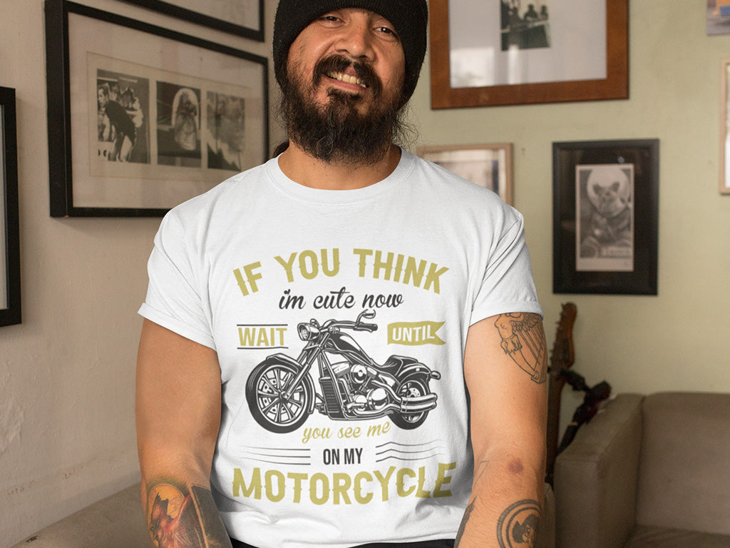 Men's Round-neck Half Sleeves Cotton T-shirt - Motorcycle