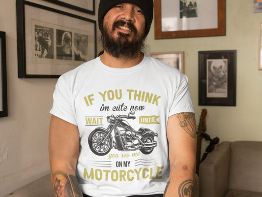 Men's Round-neck Half Sleeves Cotton T-shirt - Motorcycle