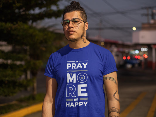 Men's Round-neck Half Sleeves Cotton T-shirt - Pray More