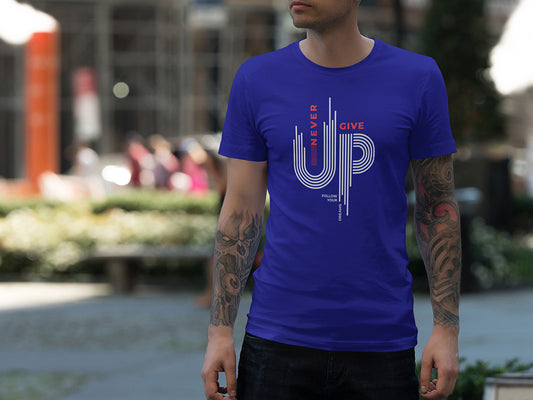Men's Round-neck Half Sleeves Cotton T-shirt - Never Give Up