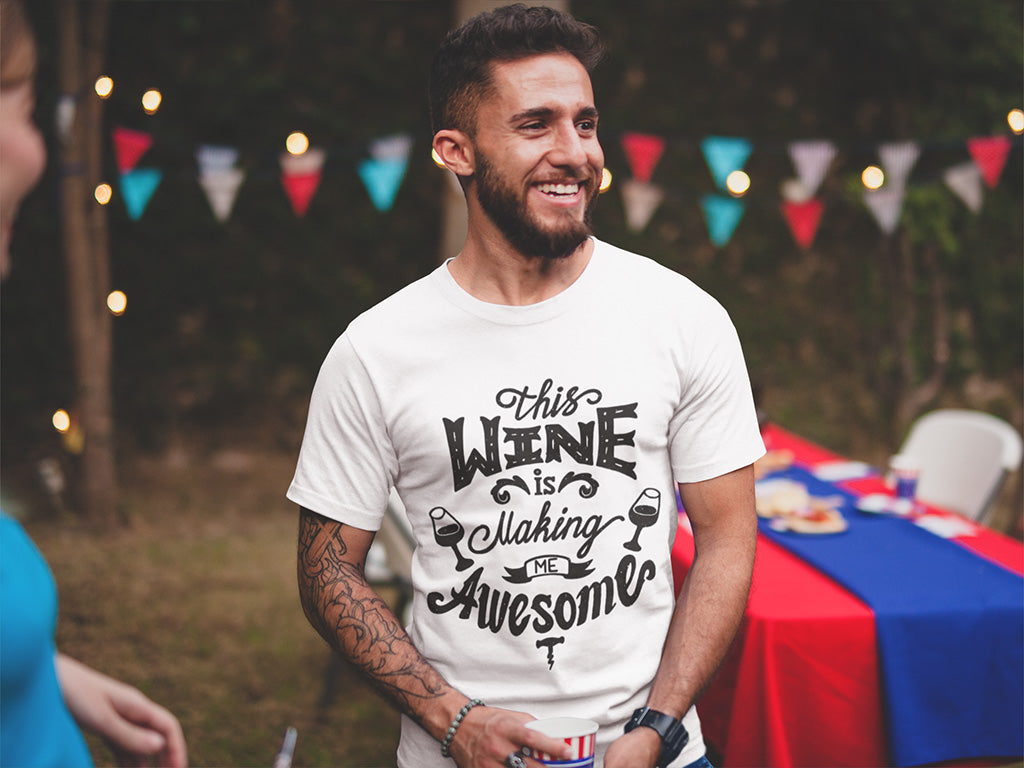 Men's Half Sleeve Round Neck T-Shirt - Awesome Wine