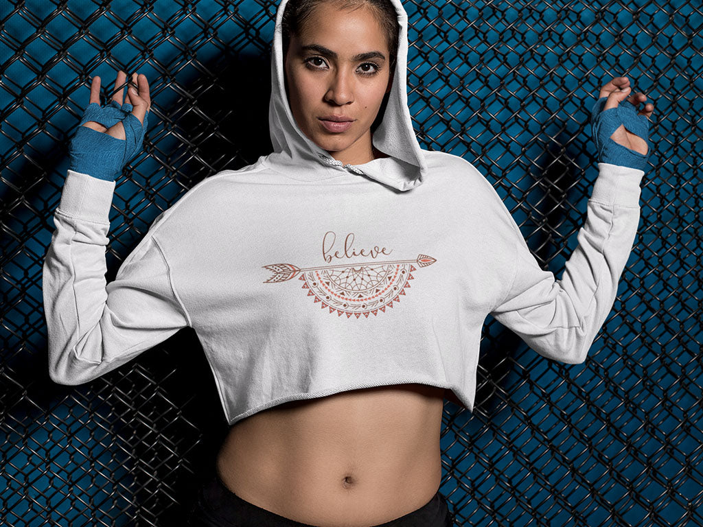 Women's Crop Top Hoodie - Believe