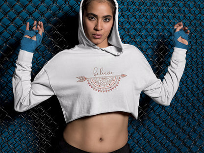 Women's Crop Top Hoodie - Believe