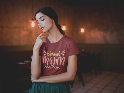 Women's Round-neck Half Sleeves Cotton T-shirt - Blessed Mom