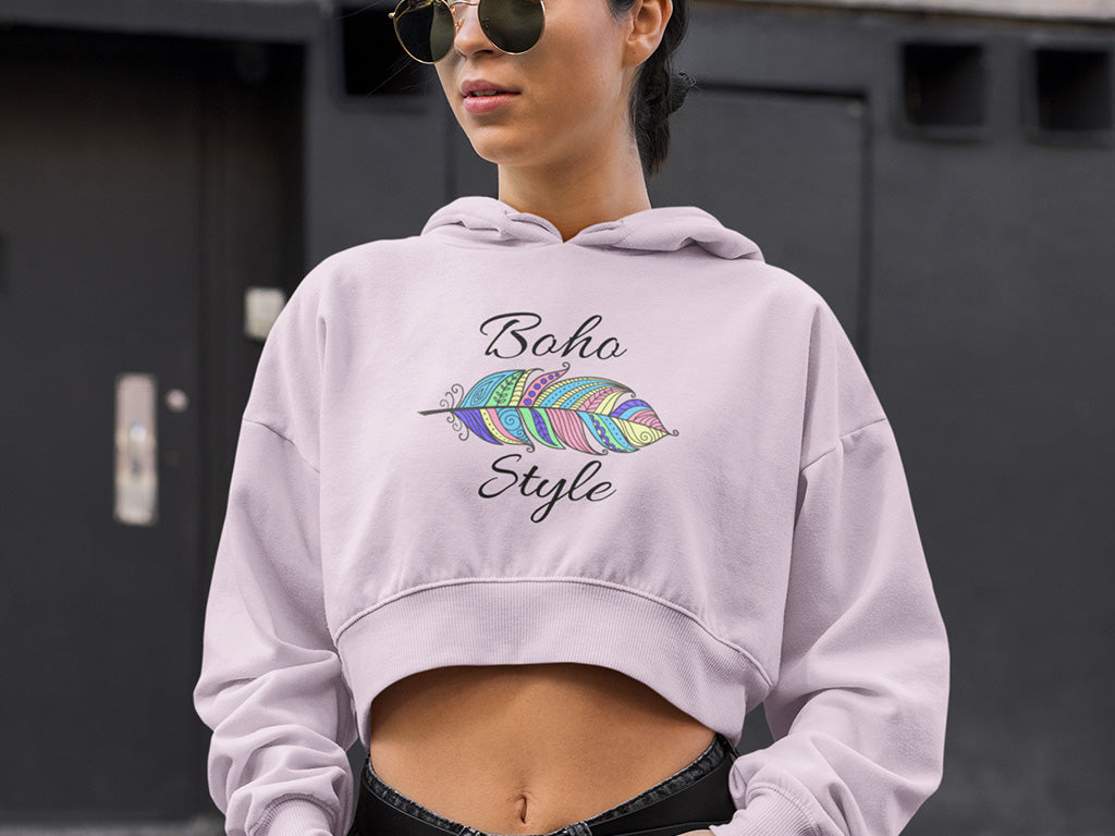 Women's Crop Top Hoodie - Boho Style