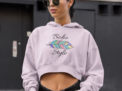 Women's Crop Top Hoodie - Boho Style