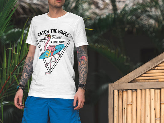 Men's Half Sleeve Round Neck T-Shirt - Catch The Wave