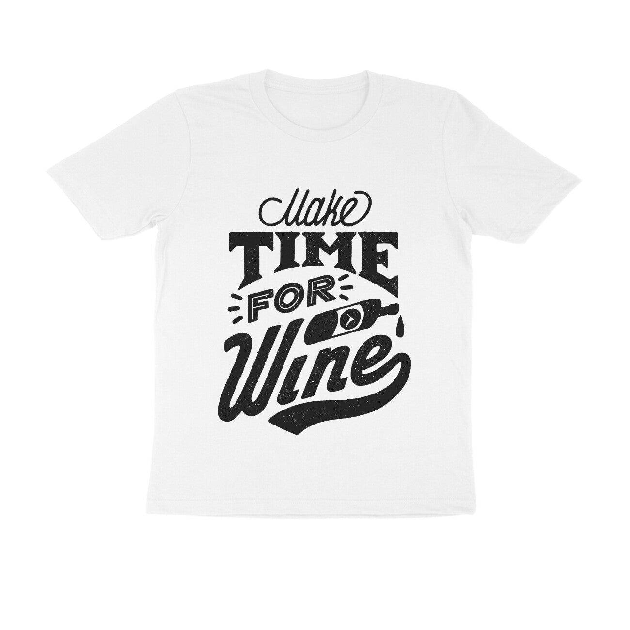 Men's Half Sleeve Round Neck T-Shirt - Time for WINE