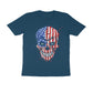 Men's Half Sleeve Round Neck T-Shirt - USA Skull Design