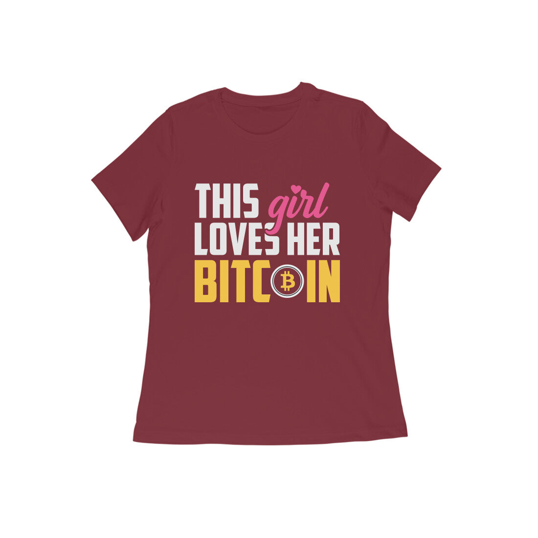 Women's Half Sleeve Round Neck T-Shirt - Love Bitcoin