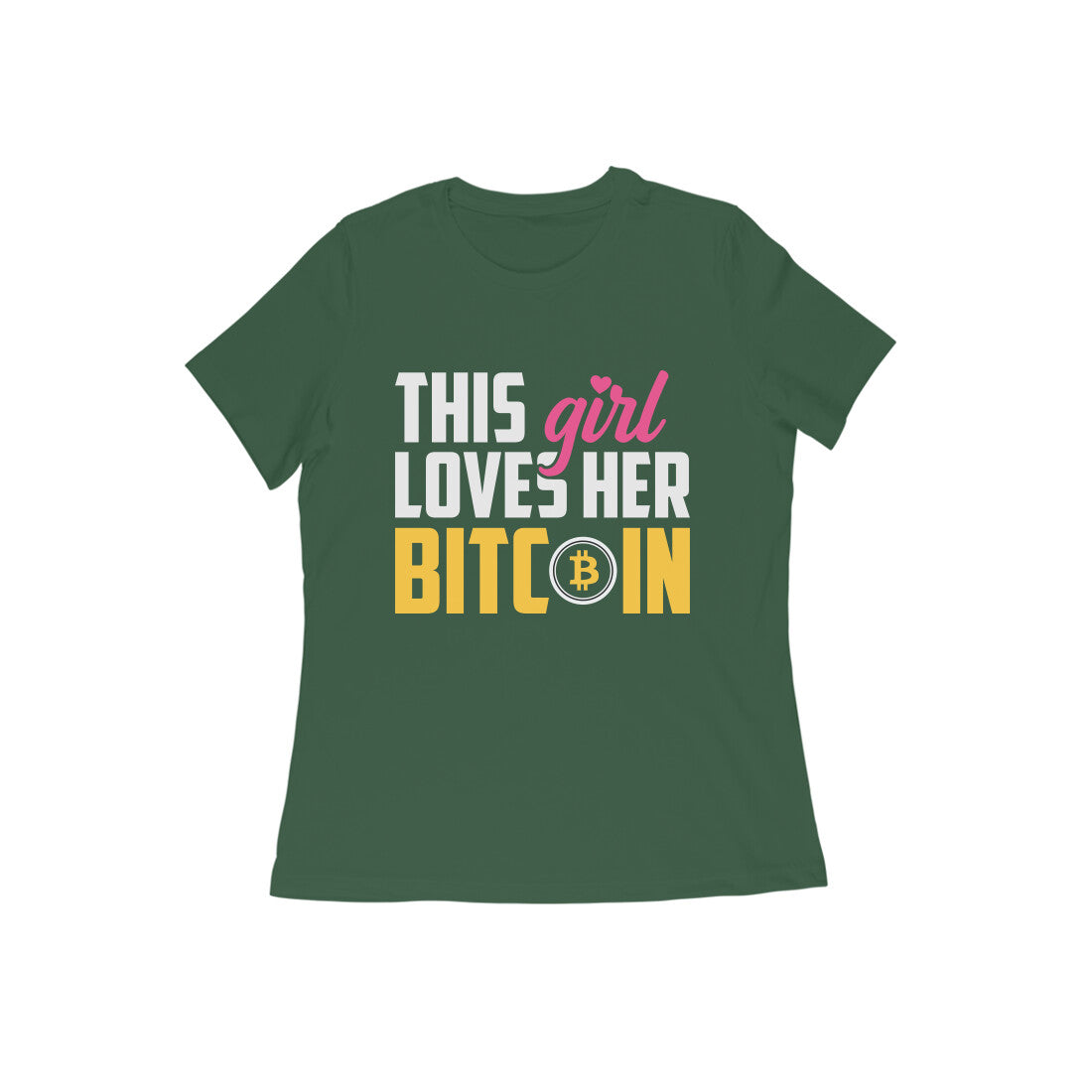 Women's Half Sleeve Round Neck T-Shirt - Love Bitcoin