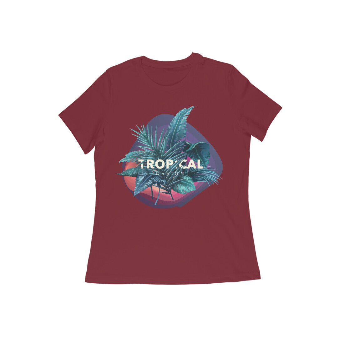 Women's Half Sleeve Round Neck T-Shirt - Tropical